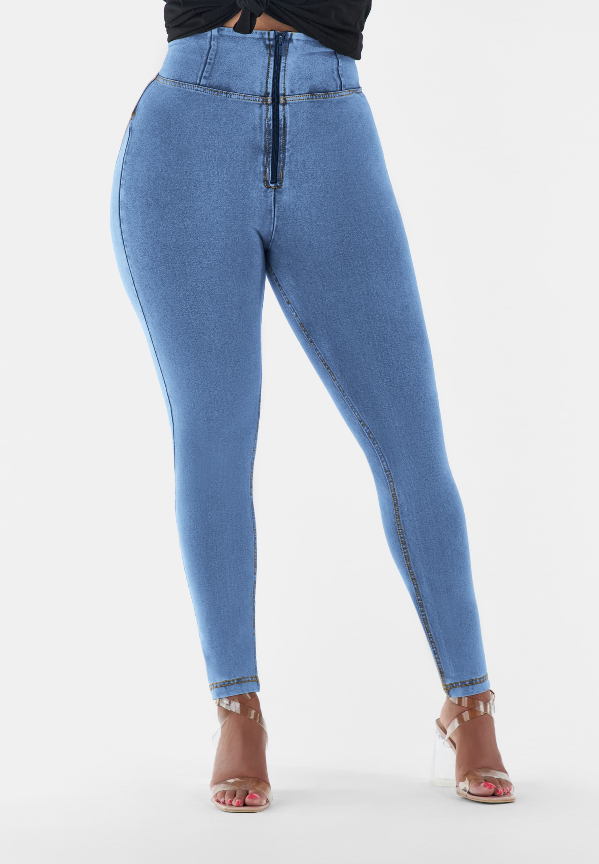 (WRUP1HC002NS-J4Y)  Blauwe WR.UP® Push Up Jeans met een Hoge Taille en Zip