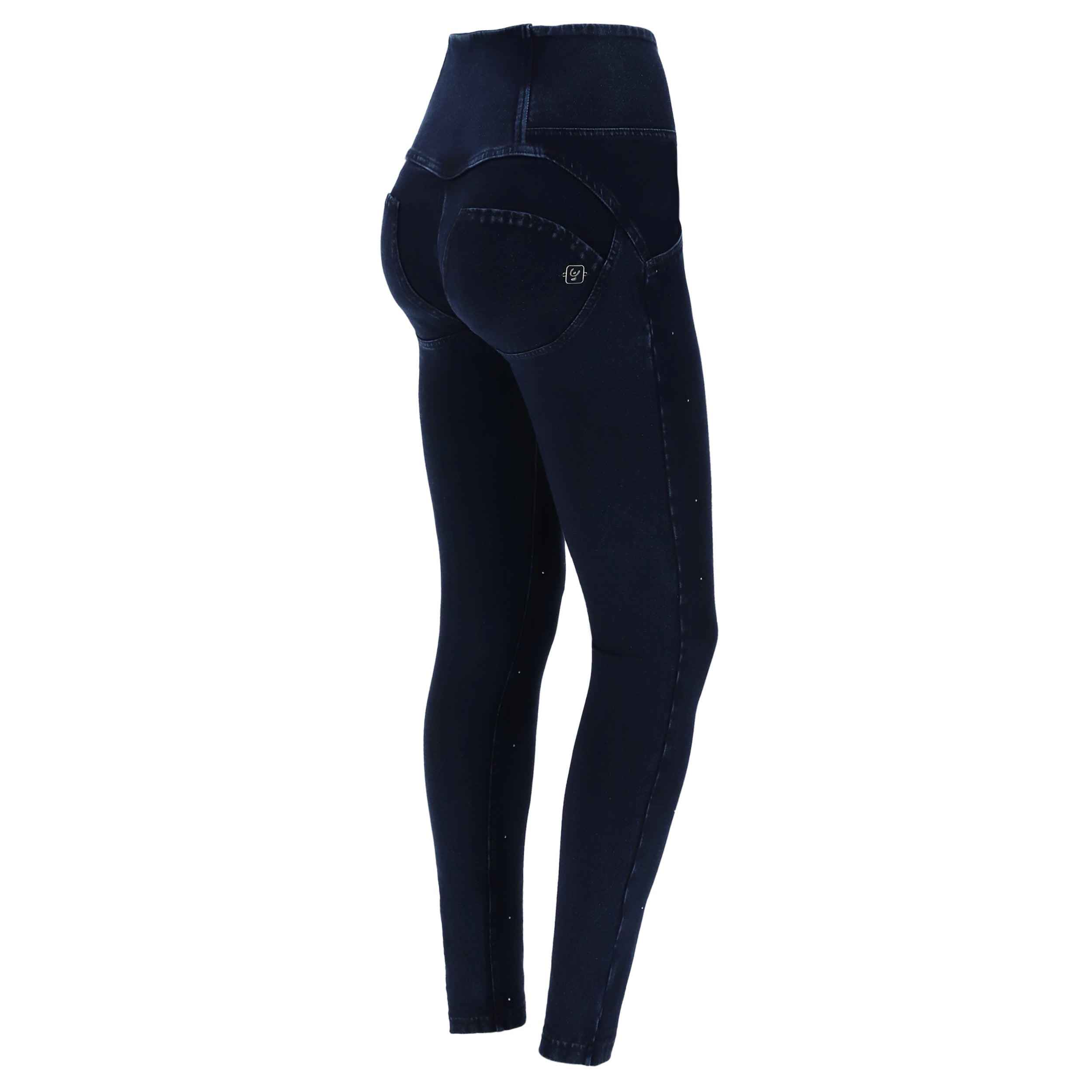 (WRUP1HF006-J29B) HIGH-WAISTED WR.UP® SHAPING JEANS WITH BUTTONS AND MICRO STUDS IN DARK BLUE