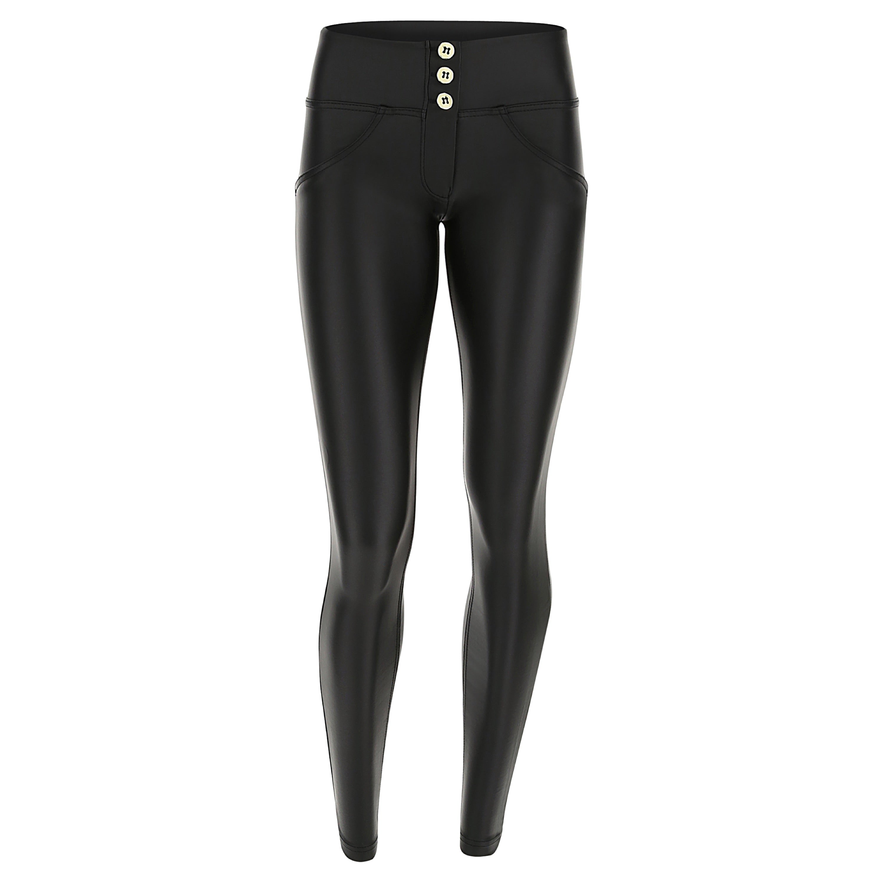 WRUP1MC006-N | Freddy Mid Waist Wr.Up® Black Pants In Faux Leather ...