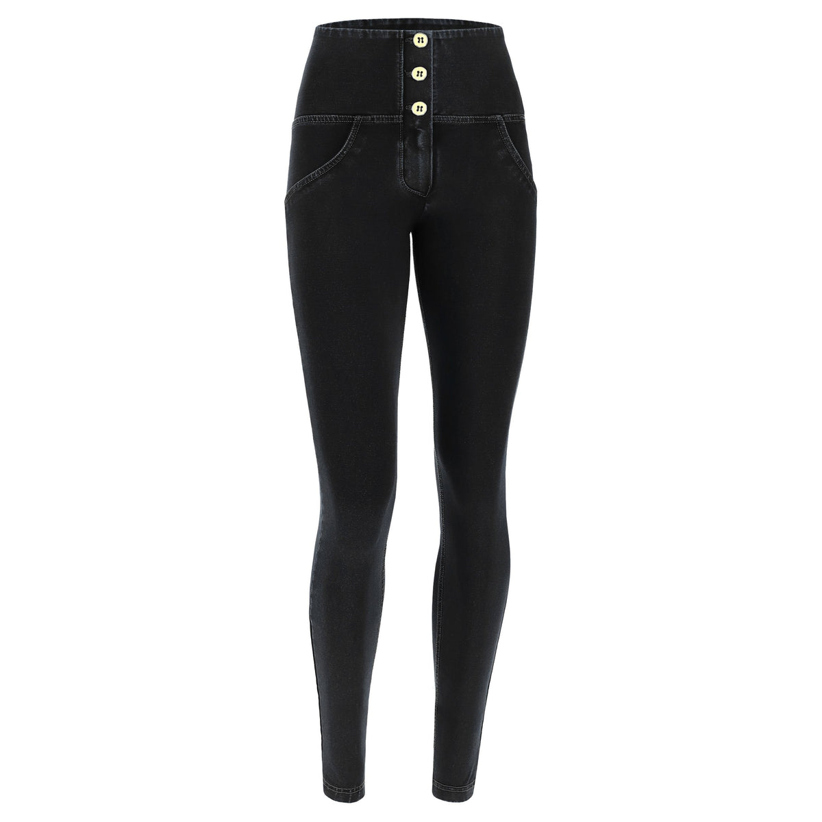 (WRUP2BHC002ORG-J7N) Denim Look WR.UP® avec haute taille et boutonnière agrandi