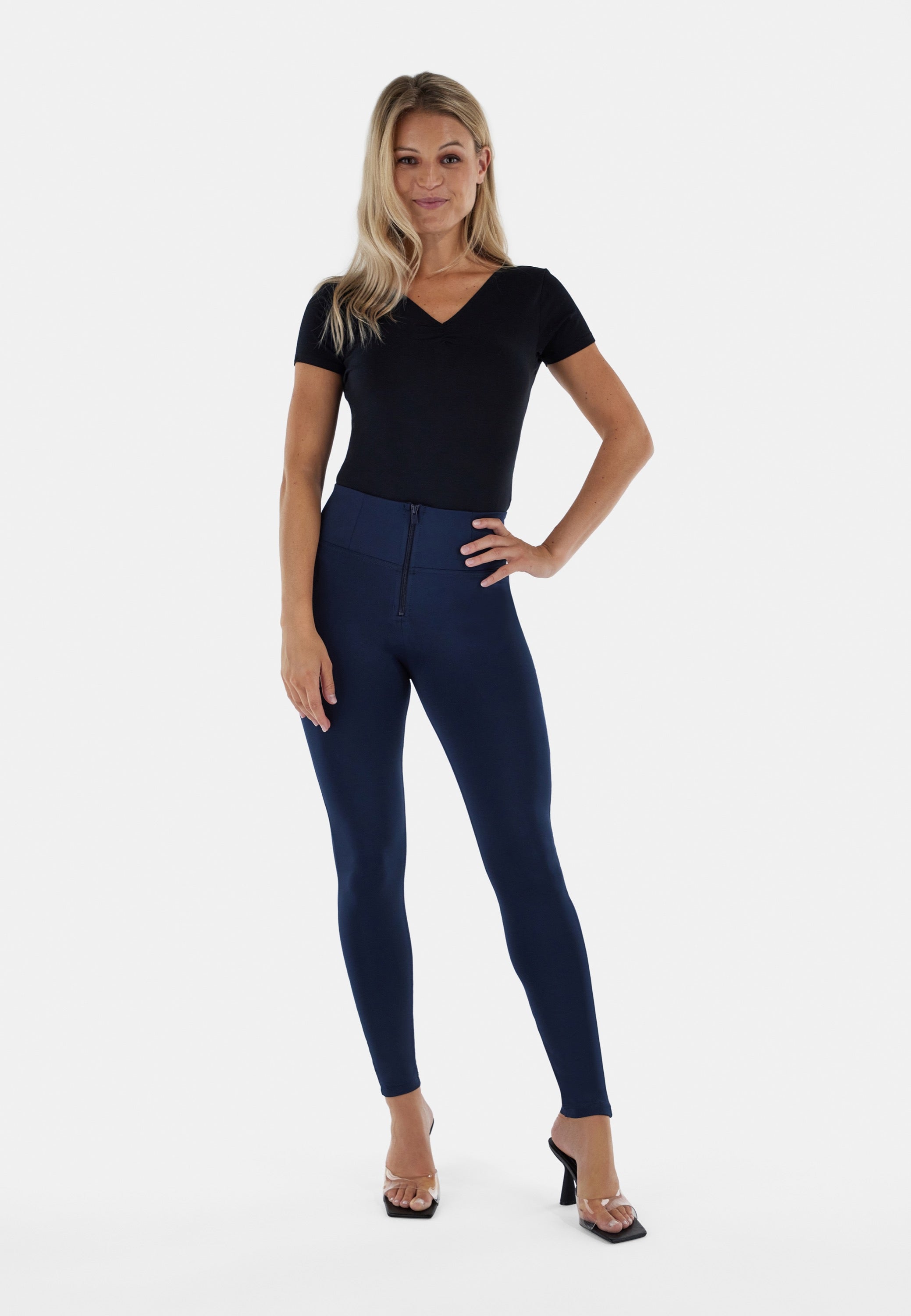 (WRUP2HC004REC-B94) Donkerblauwe WR.UP® met een Hoge Taille in Glimmend D.I.W.O.