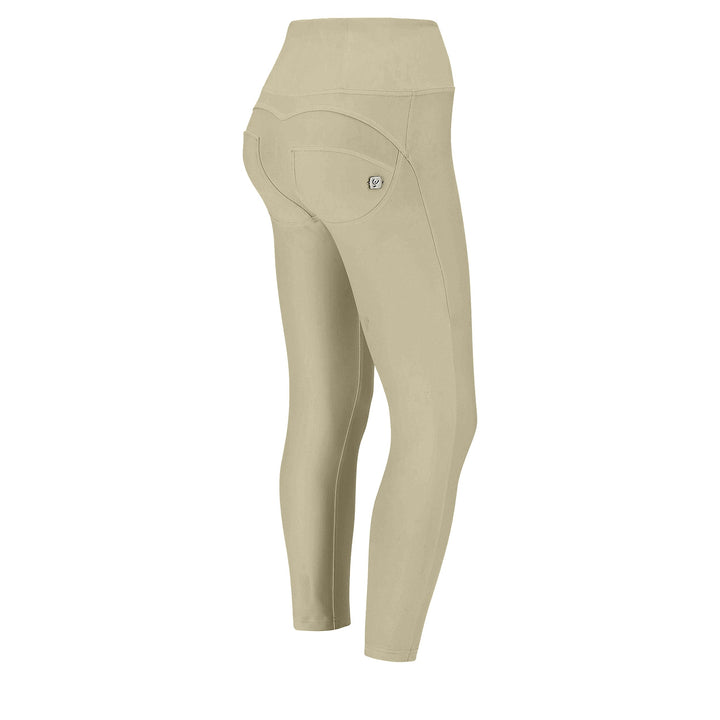 faux leather legging stretch freddy shaping push up leather look leer nepleer high waist hoge taille rits zip zipper comfort fitting enkel lengte beige