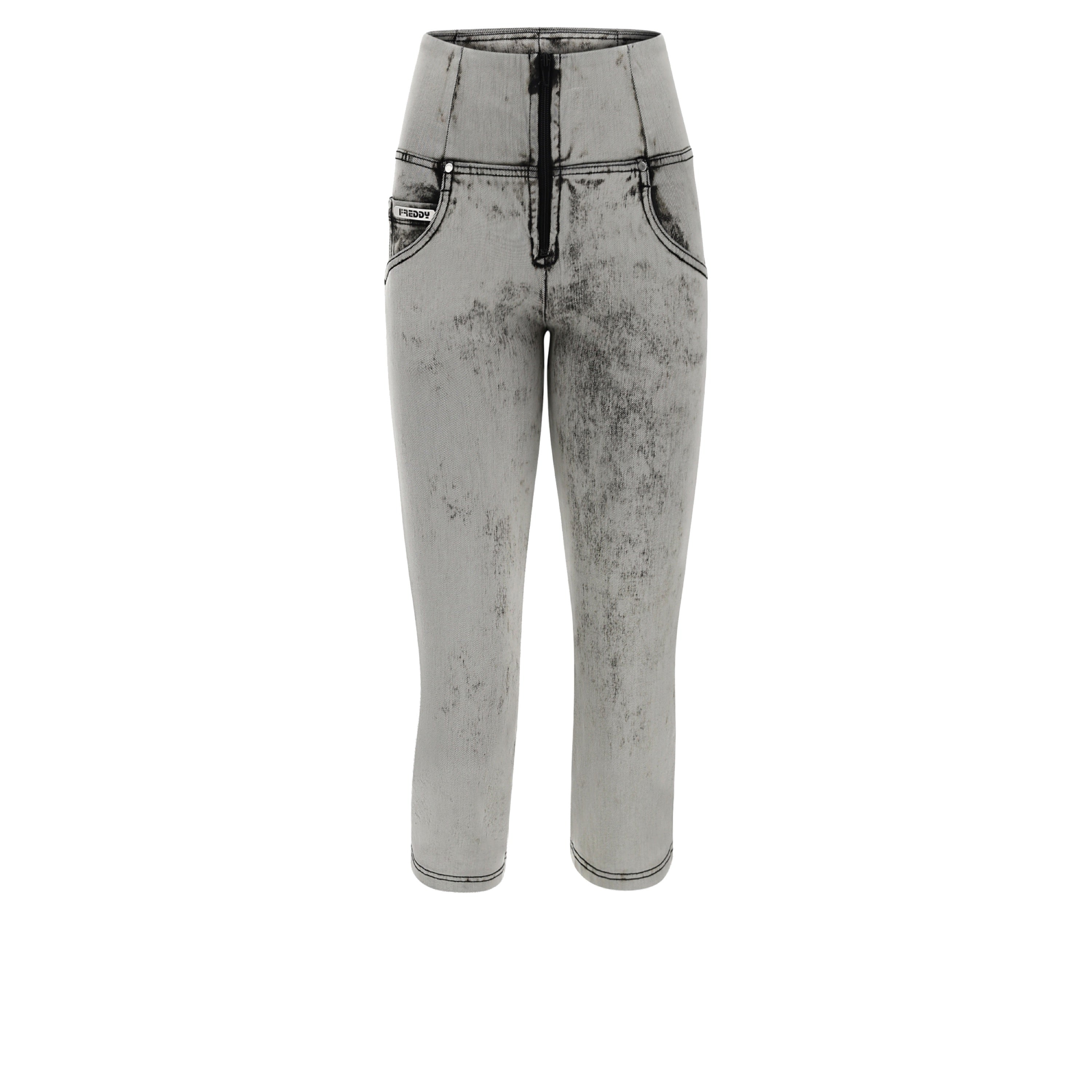 (WRUPSNUG14HS244-J93N) WR.UP® Bleached Push Up Jeans With High Waist, Cropped At The Bottom