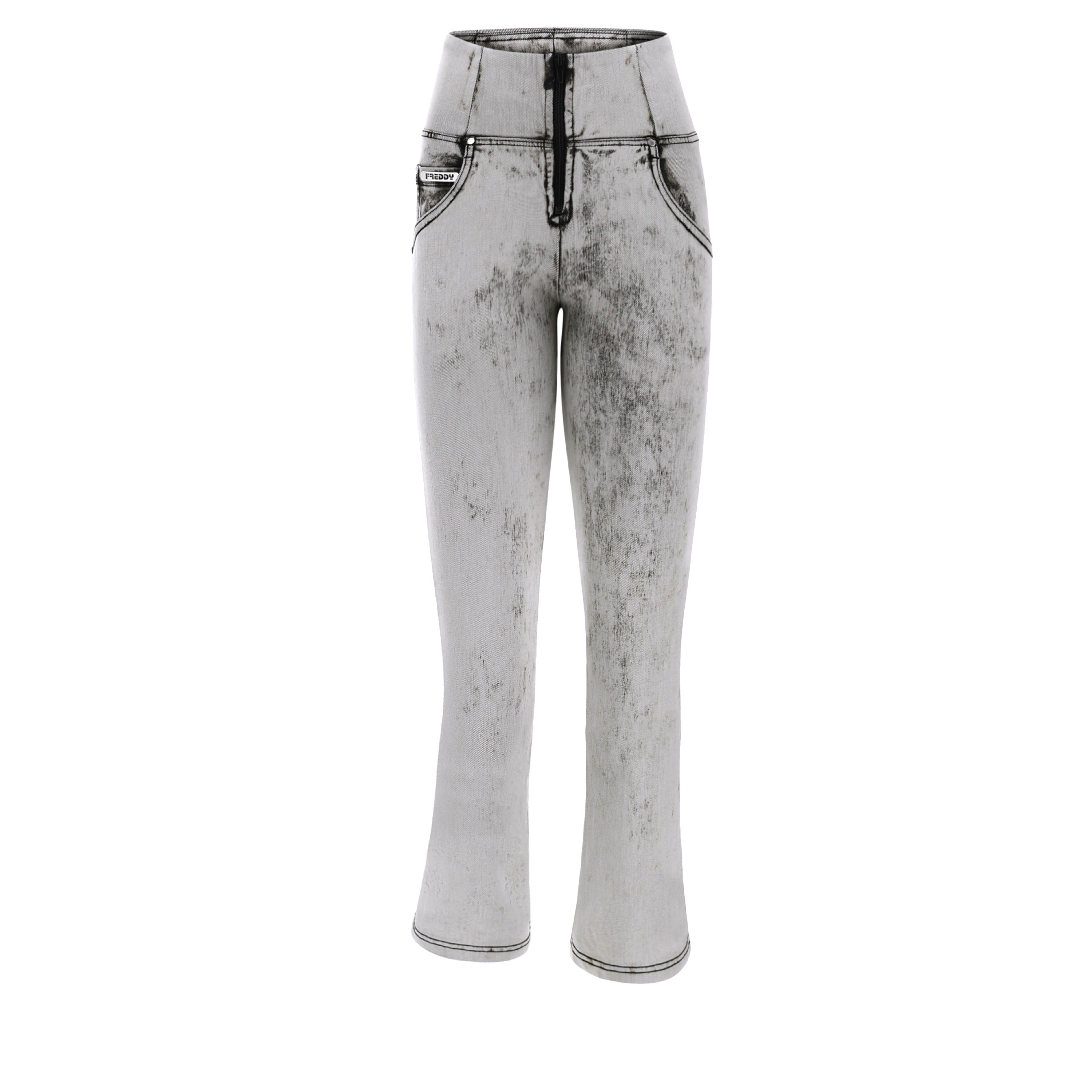 (WRUPSNUG14HS244-J93N) WR.UP® Bleached Push Up Jeans With High Waist, Cropped At The Bottom