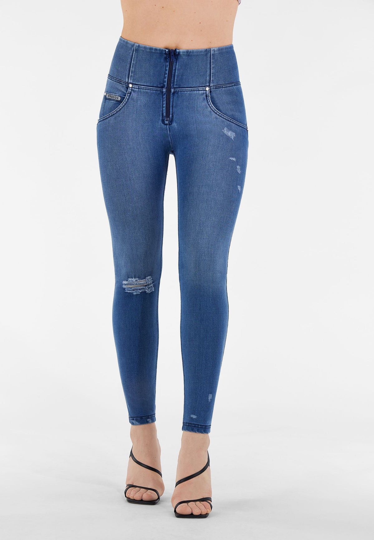 (WRUPSNUG1HS240-J4B) Woven Denim WR.UP® Ripped Jeans met Hoge Taille enlarged