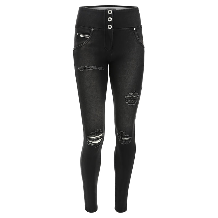 (WRUPSNUG1MS241-J7N) WR.UP® Medium Waist Ripped Jeans In Eco-Friendly Denim
