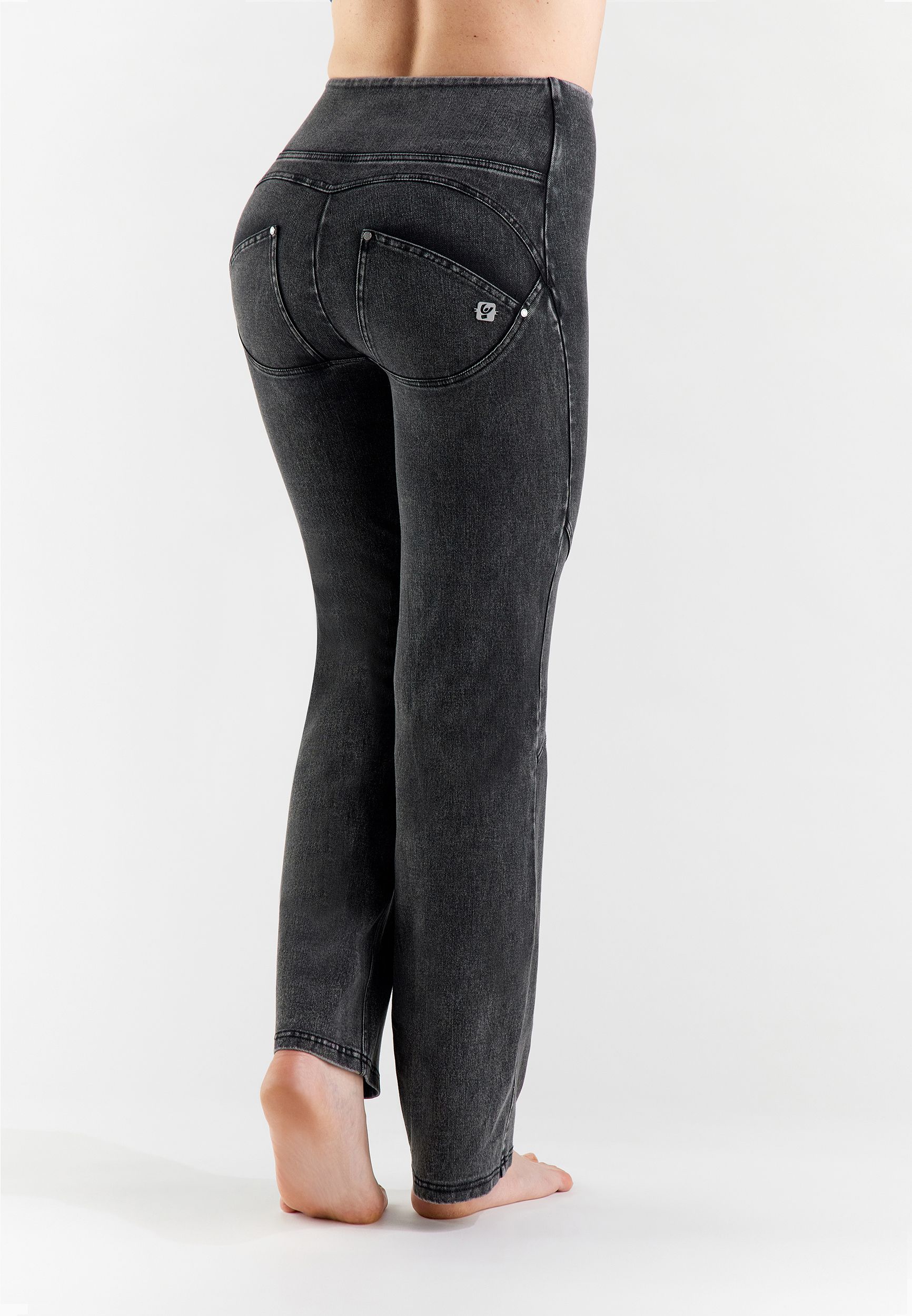 (WRUPSNUG24HF209-J103N) Donkergrijze WR.UP® Flared Jeans in Woven Denim met Hoge Taille