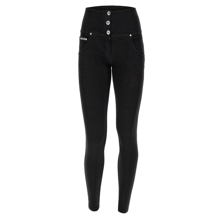 WRUPSNUG2BHC017-N Zwarte WR.UP High Waist met Knoopsluiting in Woven Denim