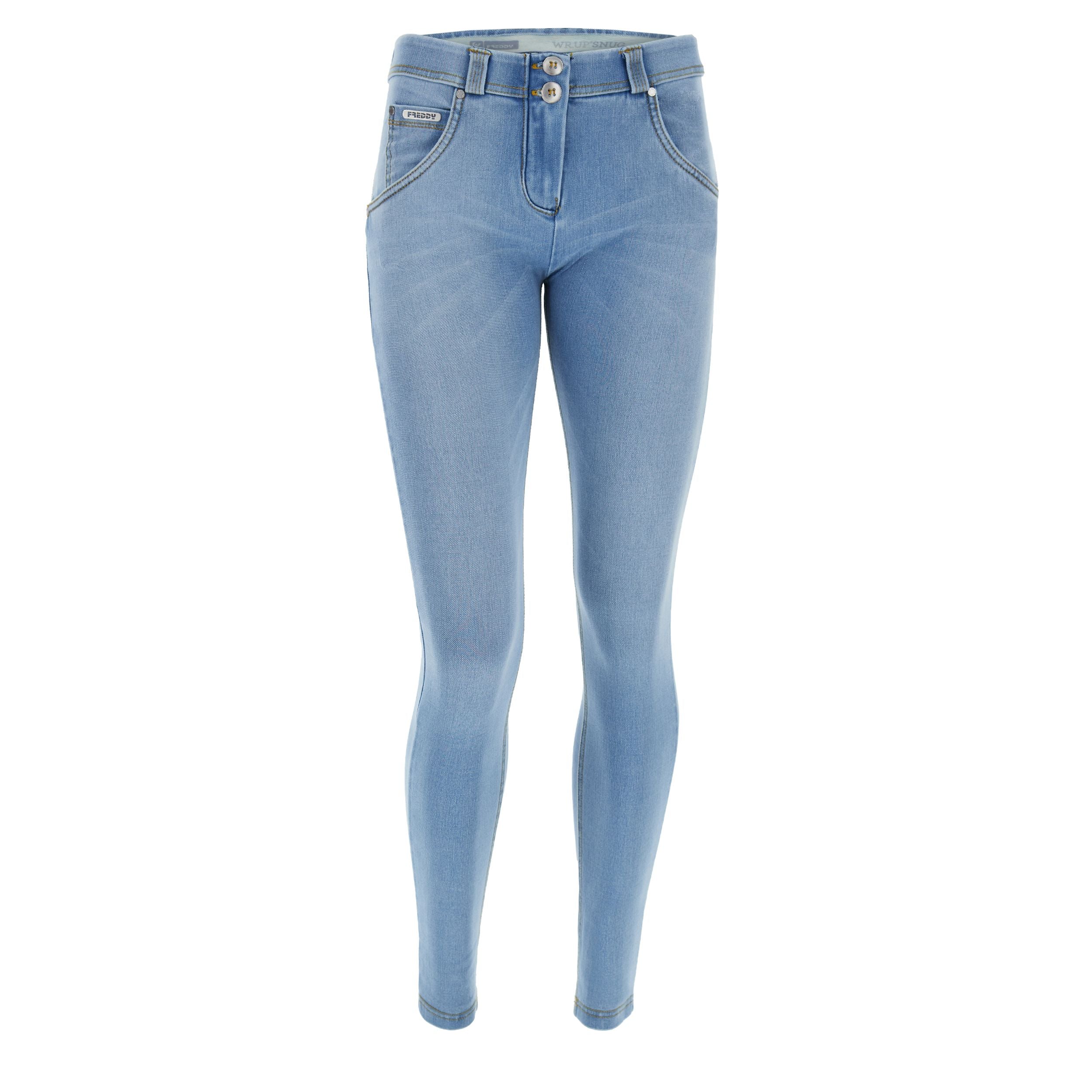freddy jeans broek pants woven denim regular waist washed effect push up shaping shapewear fitting blauw lichtblauw