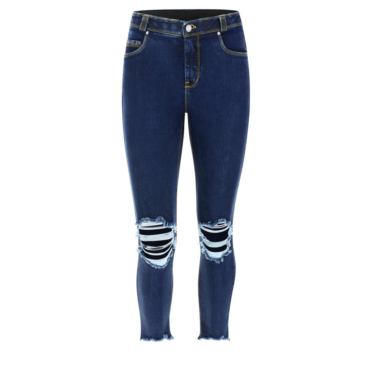(BLACK5RS203-J0Y) Jean skinny 7/8 Freddy Black, déchiré aux genoux agrandi