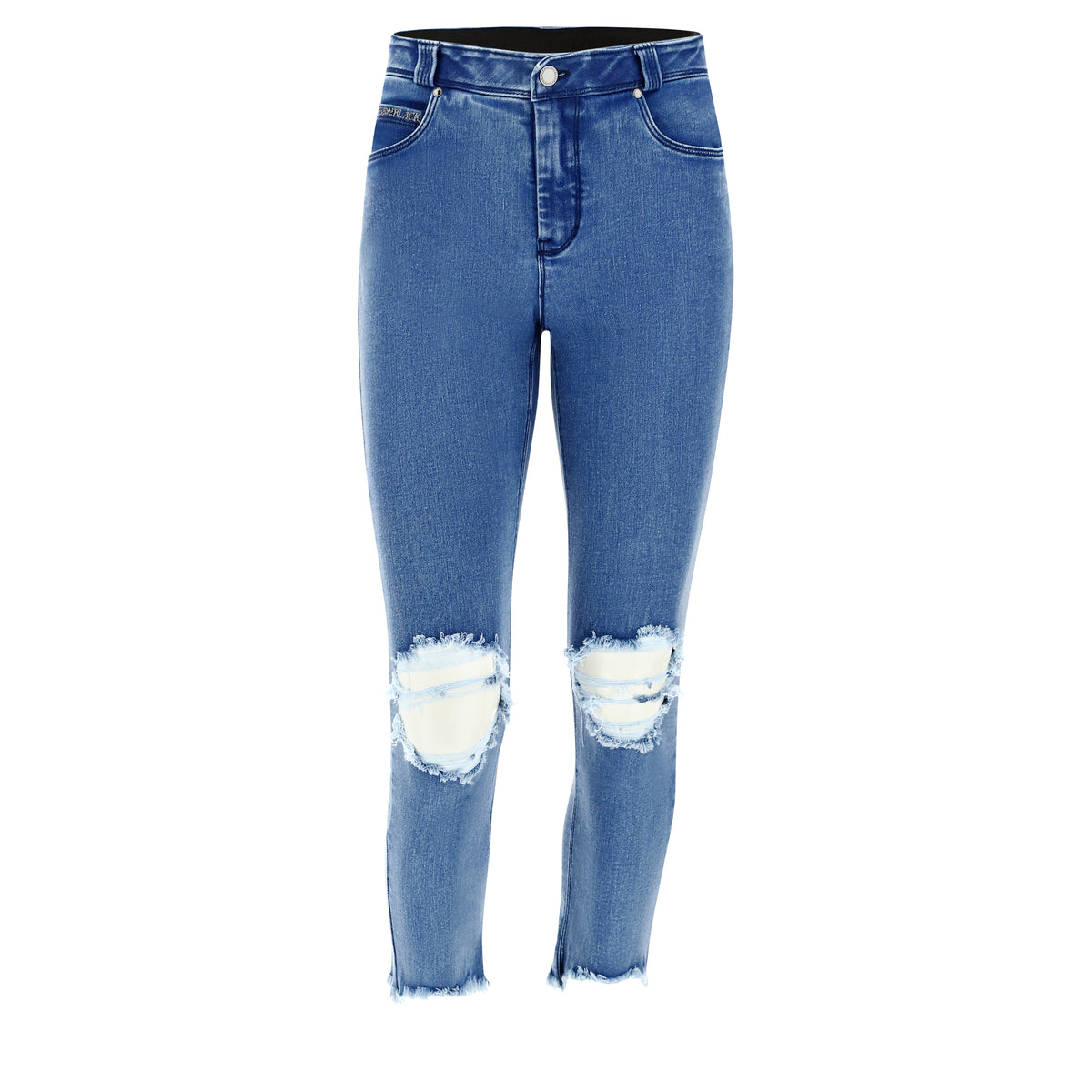 (BLACK5RS203-J4B) Freddy Black 7/8 Skinny Jeans, Ripped At The Knees enlarged