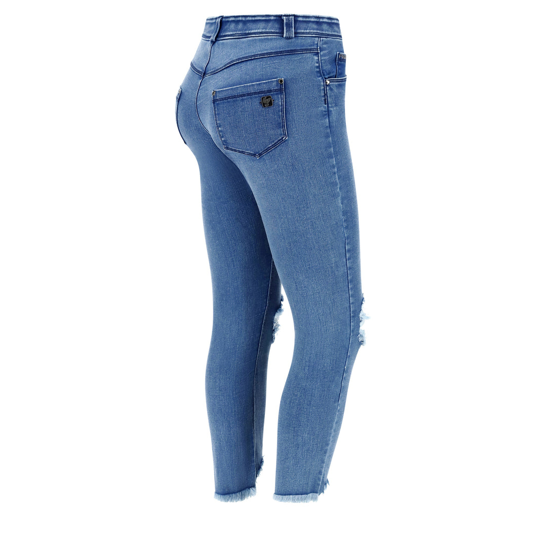 (BLACK5RS203-J4B) Freddy Black 7/8 Skinny Jeans, Ripped At The Knees