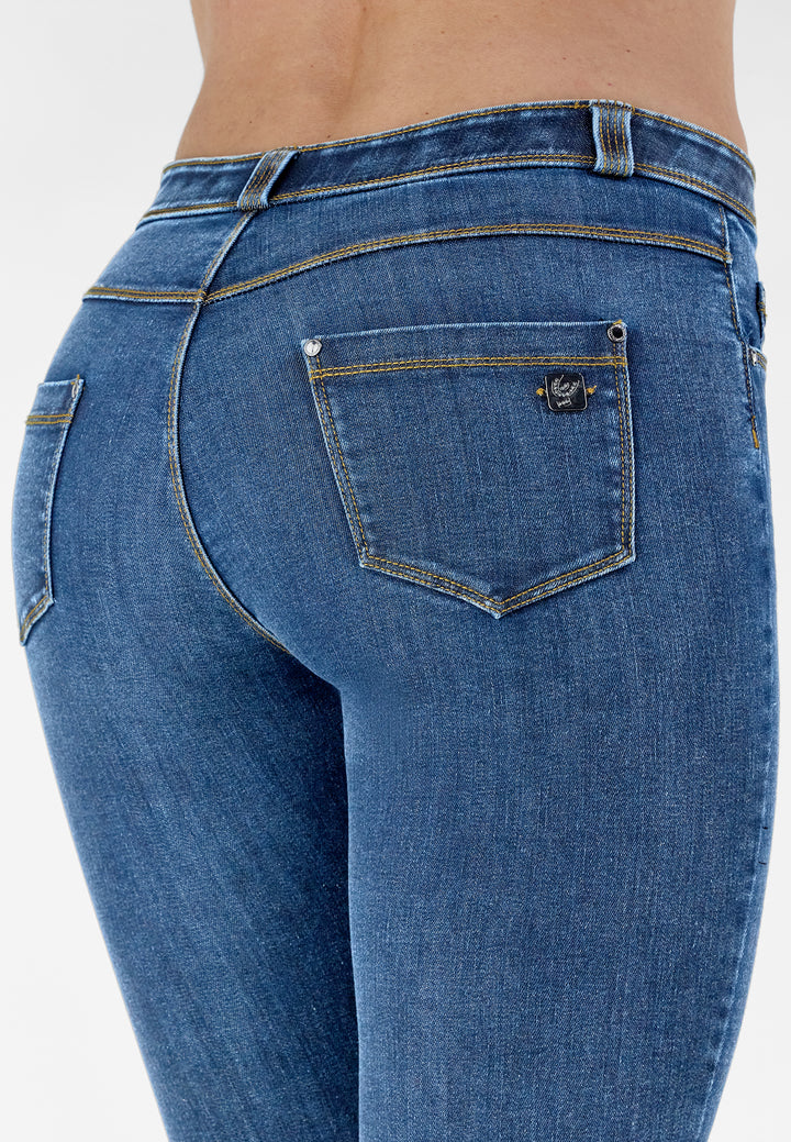 (BLACK5RS203-J4B) Freddy Black 7/8 Skinny Jeans, Ripped At The Knees