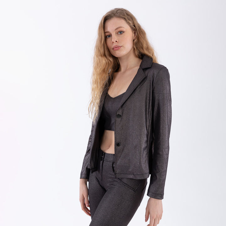 (F0WTWJ10-G109) SOFT-LINE JACKET IN METALLIC JERSEY