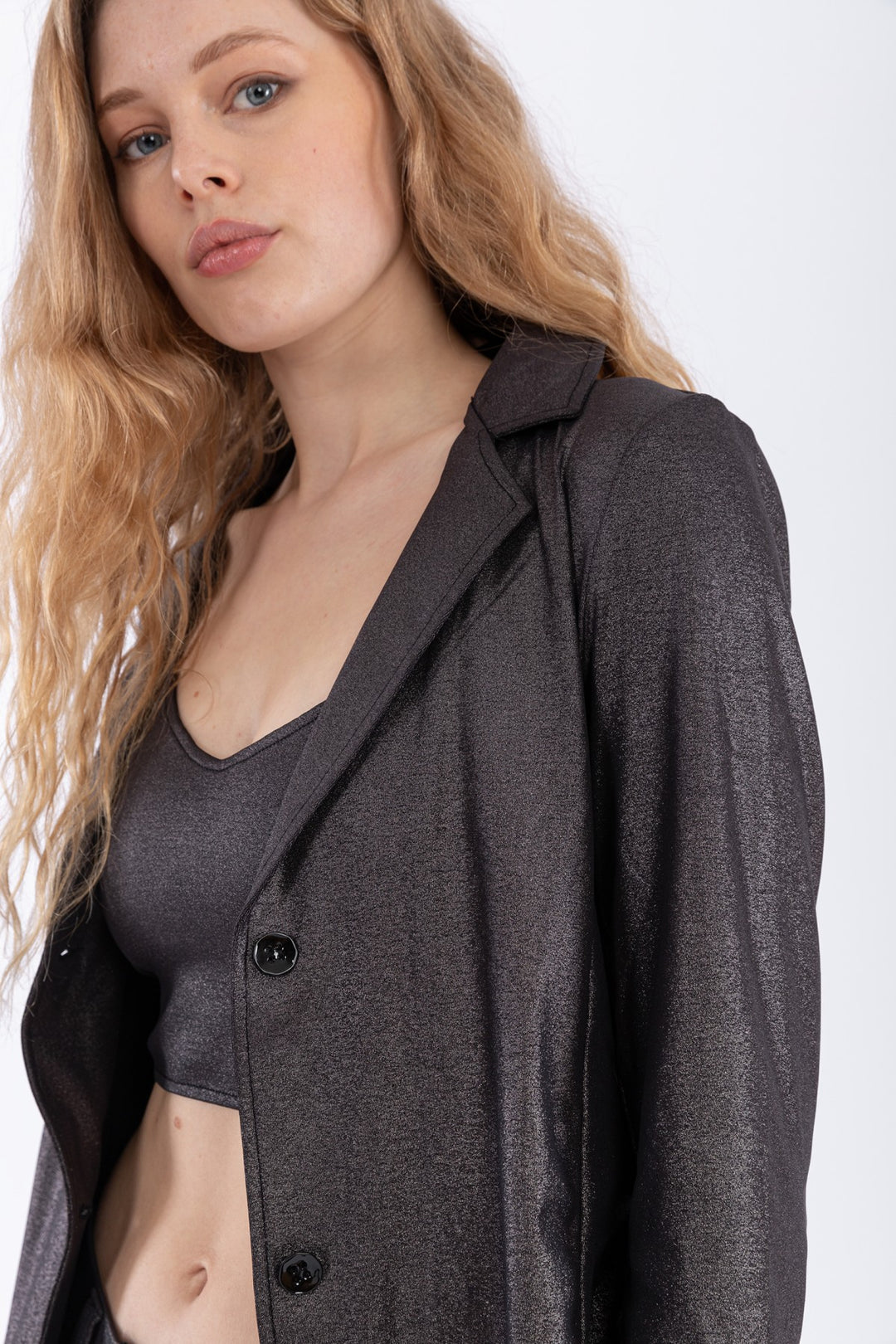 (F0WTWJ10-G109) SOFT-LINE JACKET IN METALLIC JERSEY