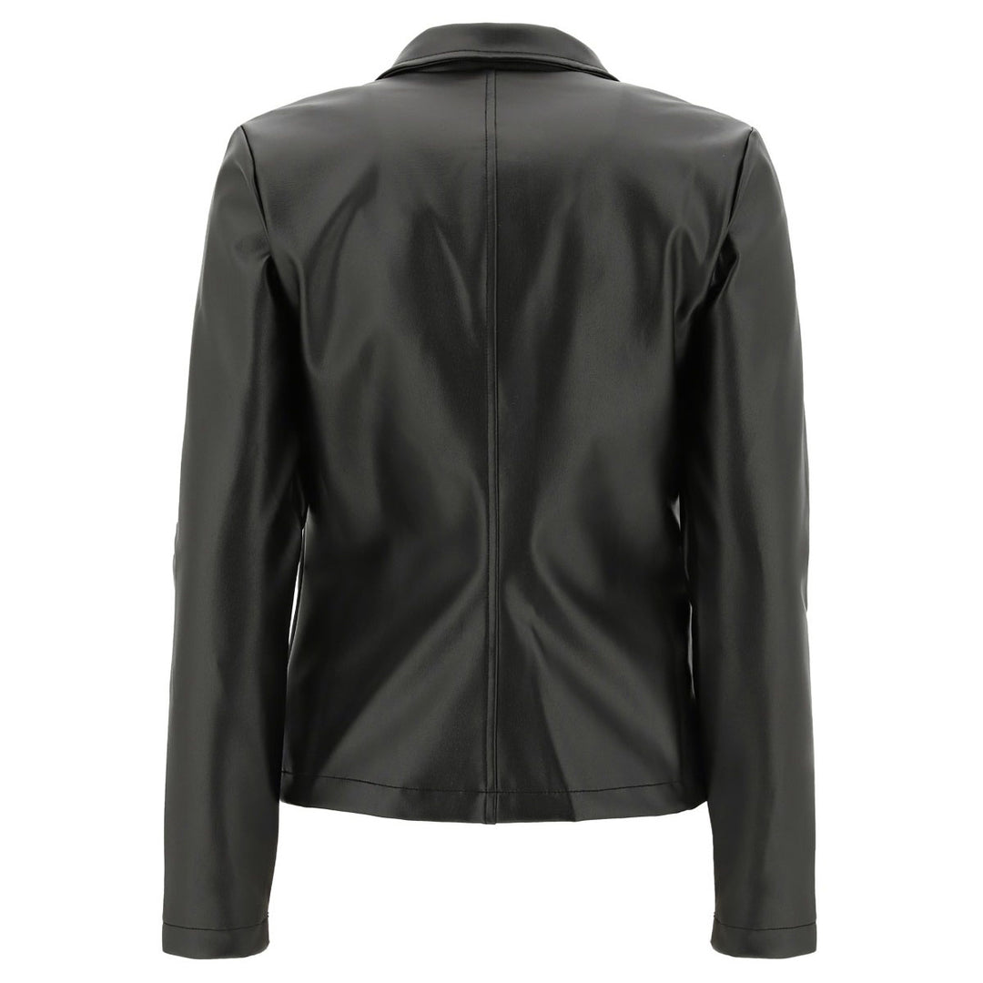 (F0WTWJ5-N)FAUX LEATHER BLAZER WITH A METALLIC FINISH
