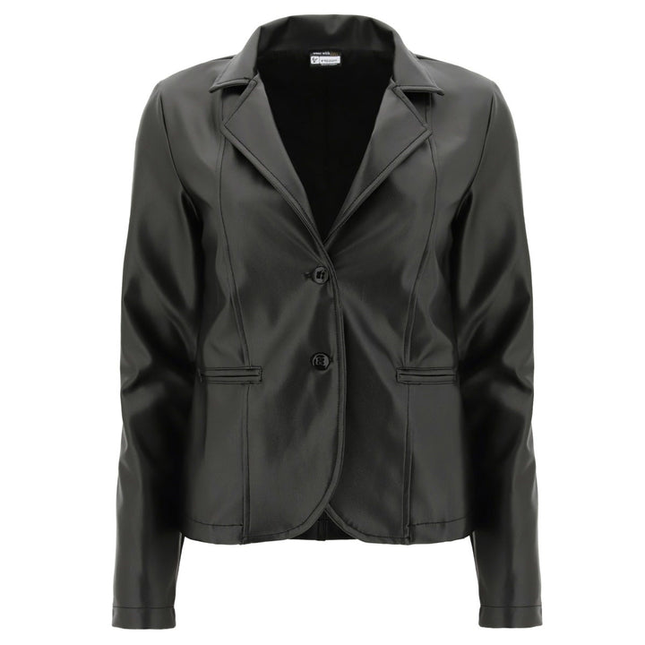(F0WTWJ5-N)FAUX LEATHER BLAZER WITH A METALLIC FINISH