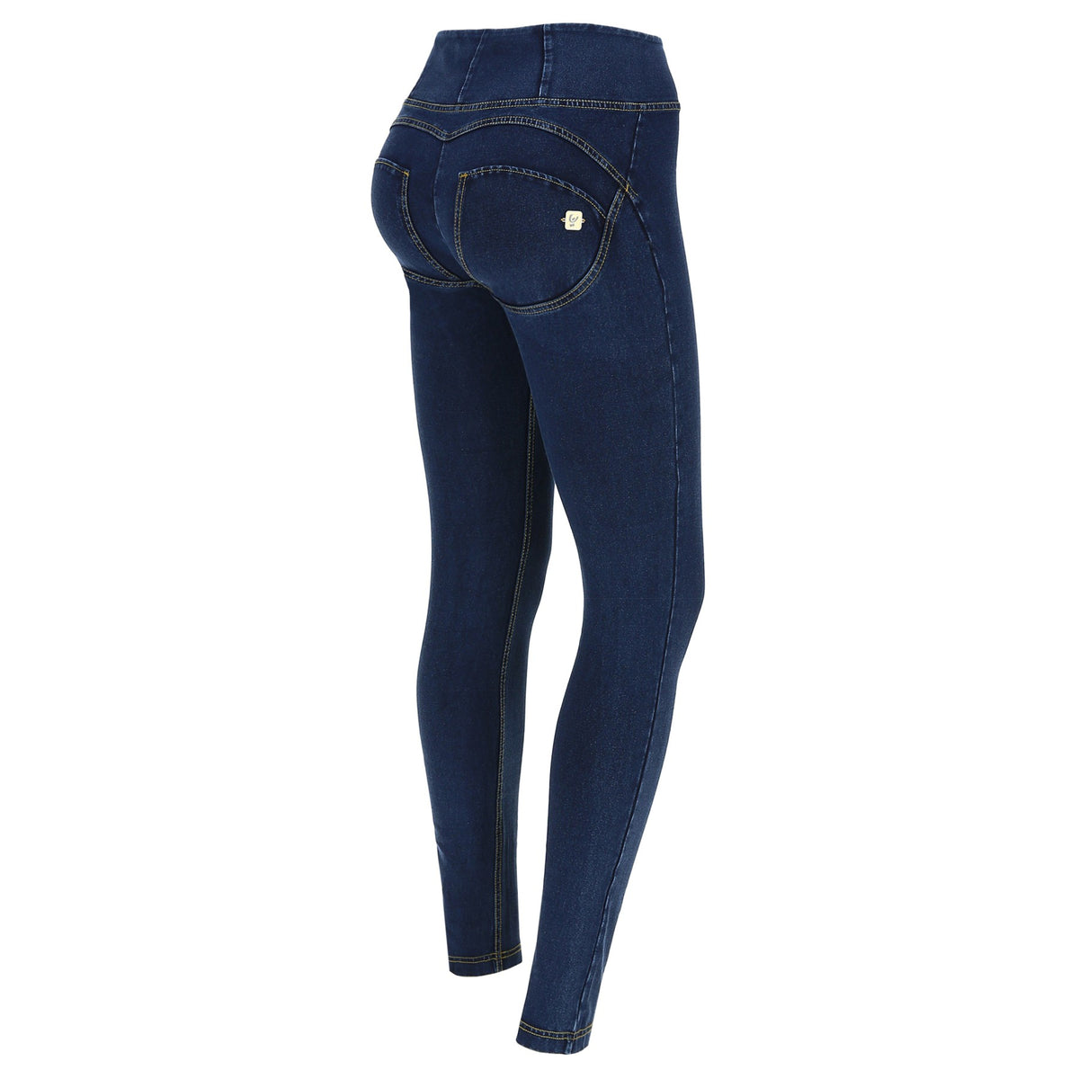 (WRUP1HJ01E-J0Y) PANTALON BLEU TAILLE HAUTE COUPE SKIN EN DENIM STRETCH AVEC FERMETURE ÉCLAIR ARGENTÉE agrandi