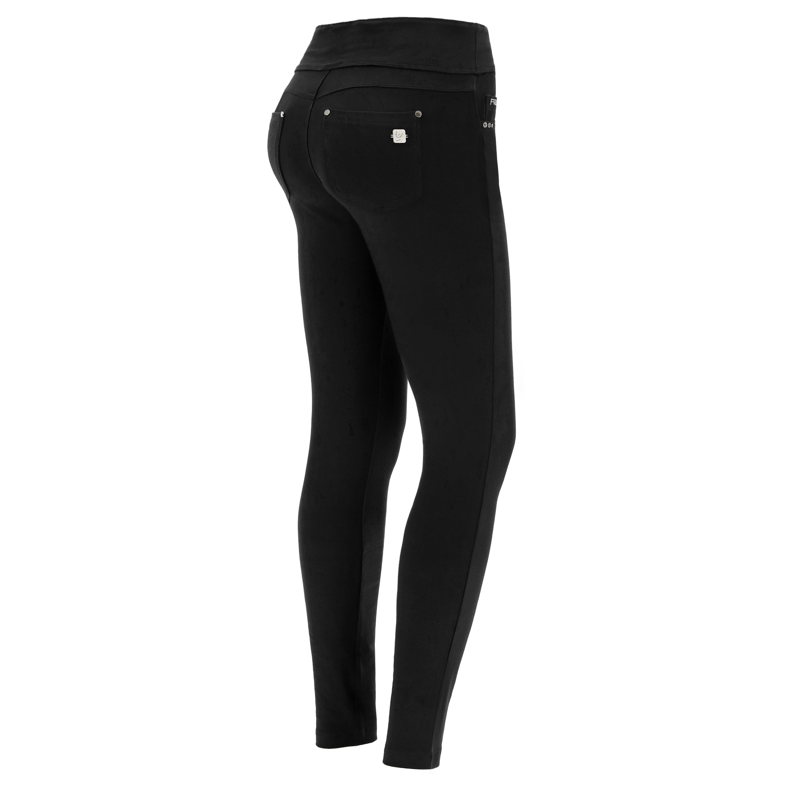 (NOWY1MC001-N) SLIM-FIT N.O.W.® COTTON BLACK PANTS WITH A FOLDABLE WAIST
