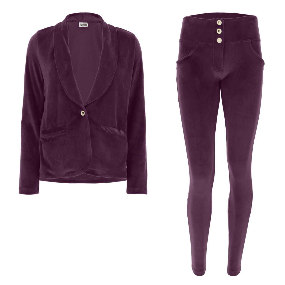 (S0WWTK3-E49) Ensemble de survêtement en velours violet WR.UP® comprenant un blazer et un pantalon en velours WR.UP®.  agrandi
