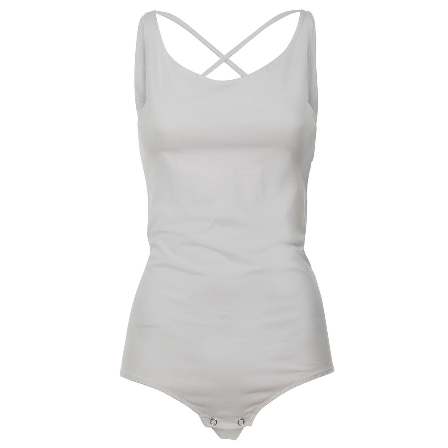 Freddy Leotard With Deep Scoop Neckline In Back And Double, Crossed Shoulder Straps White