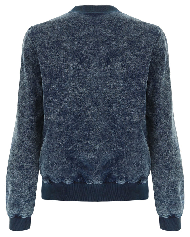(WS347L01H02-J0M)Bomber With Contrast Lining In Denim With Acid-Washed Effect