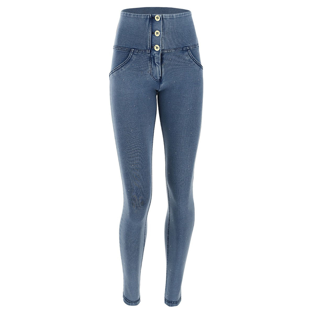 (WRUP1HF006-J4B) HIGH-WAISTED WR.UP® SHAPING JEANS WITH BUTTONS AND MICRO STUDS IN DARK BLUE