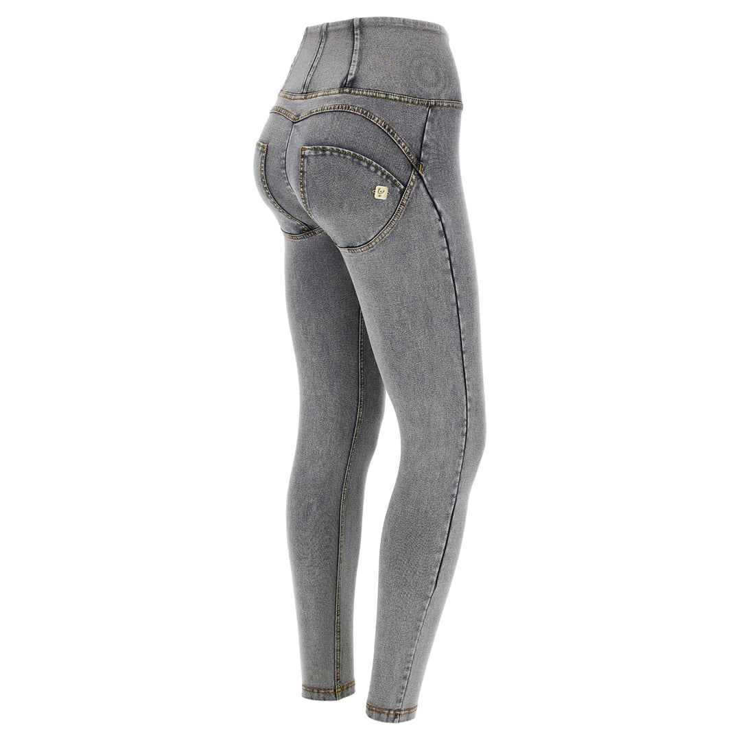 WRUP2HC002ORG-J3Y Grijze WRUP® met Hoge Taille en Zip in Denim Look