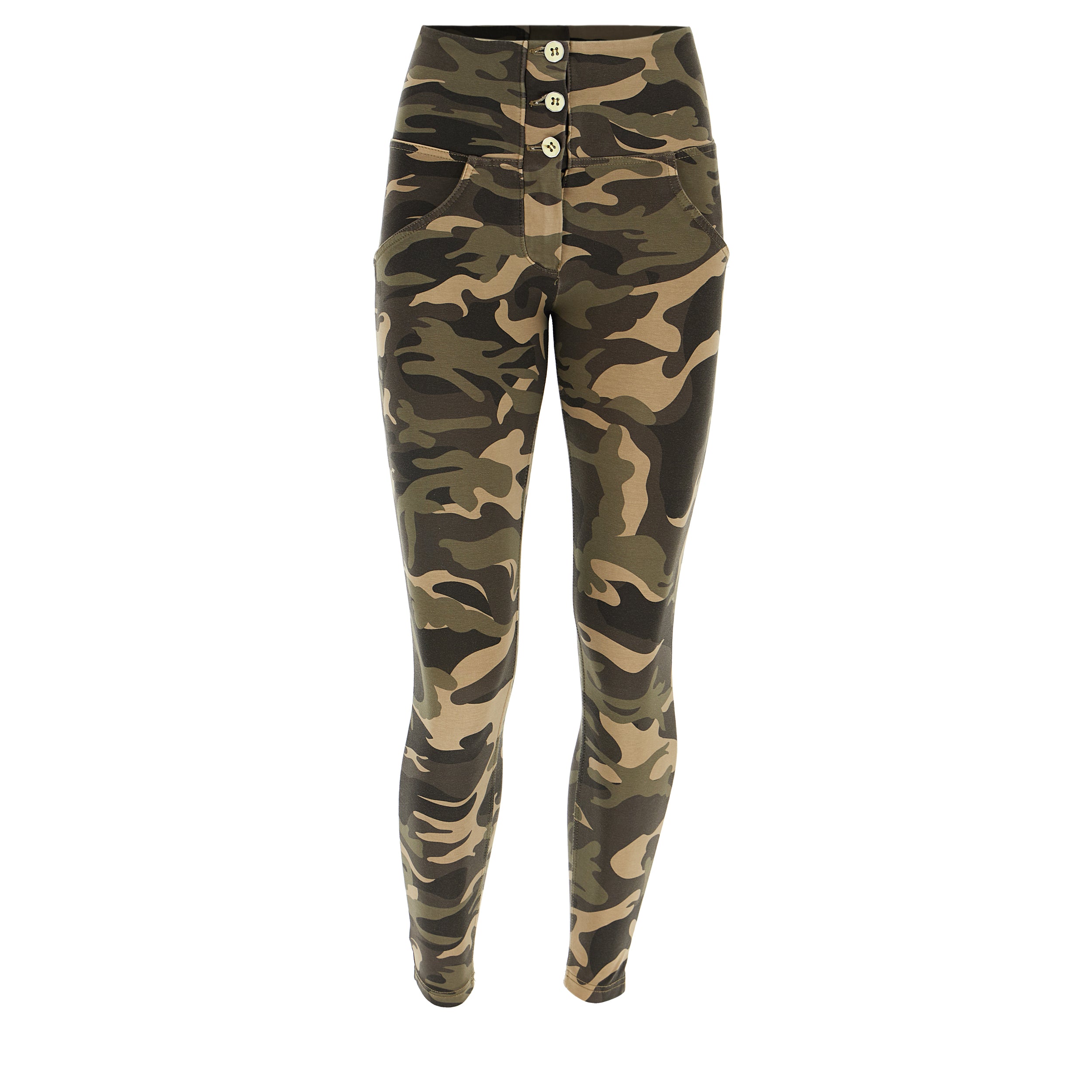 freddy push up shaping camo camouflage army green 3 buttons high waist jeggings cotton katoen hoge taille legerprint