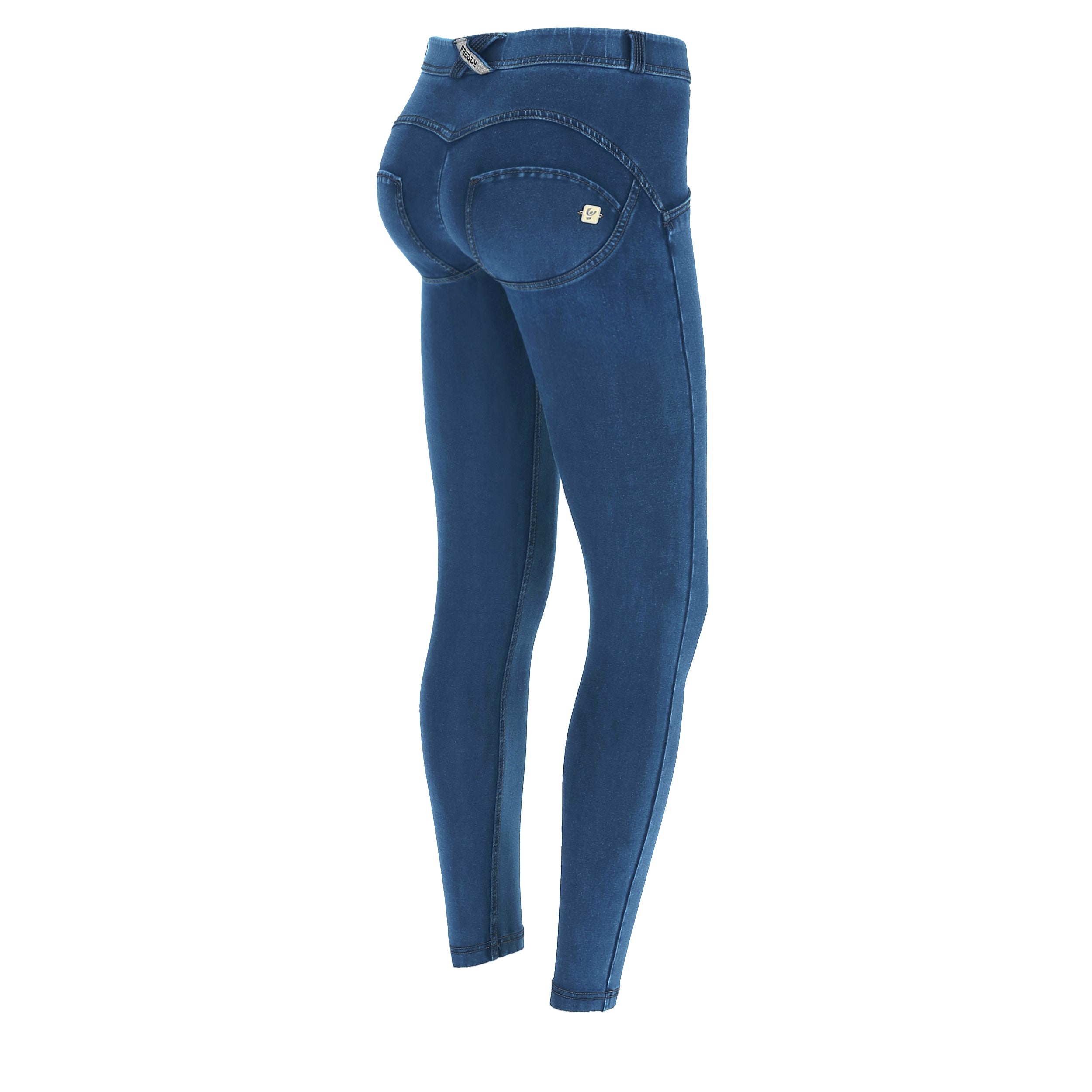 freddy push up shaping regular waist ankle length pants shapewear trousers broek denim look jegging stretch comfort jeans blauw lichtblauw light blue