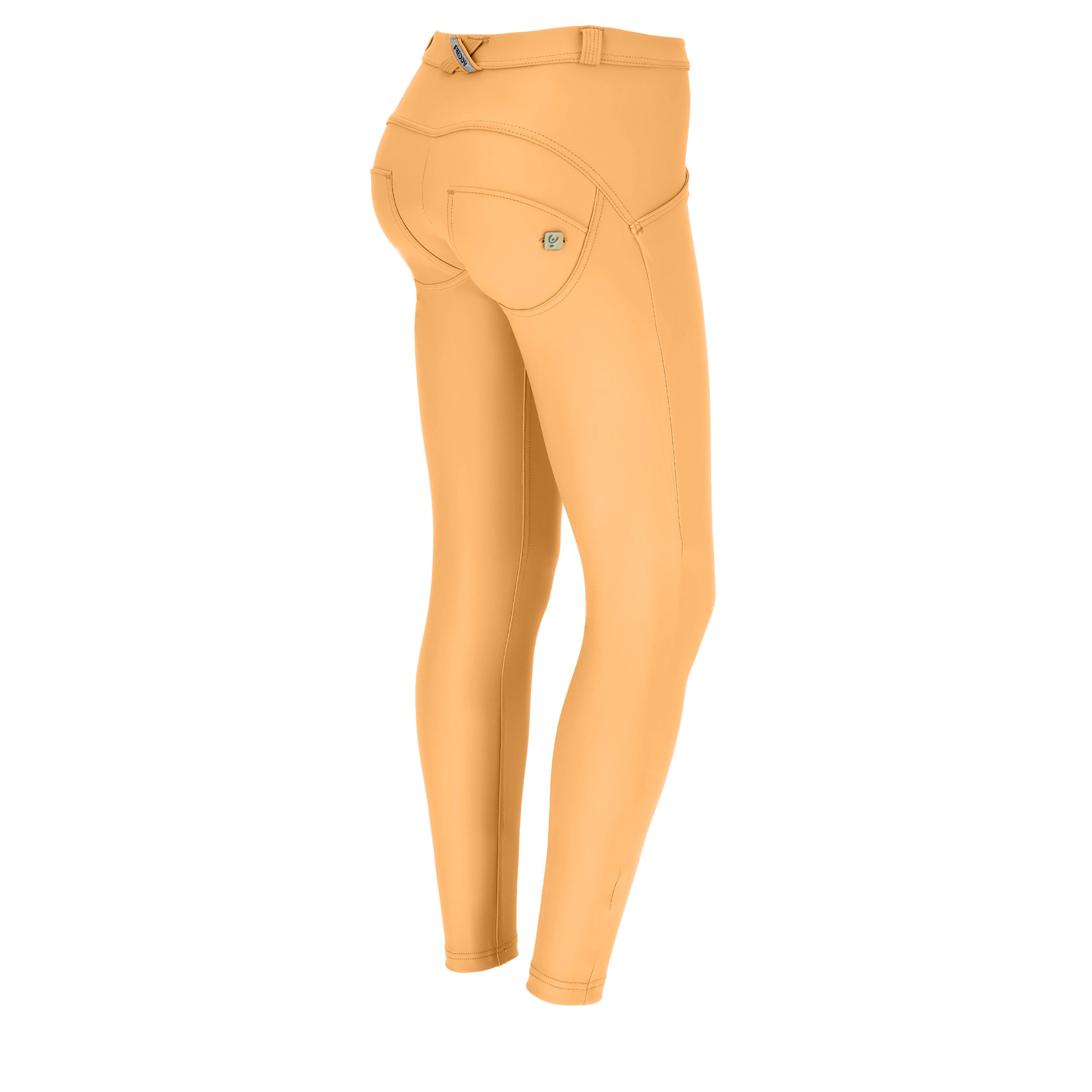 freddy shaping push up shapewear faux leather nep leer  broek legging comfy stretch fitting enkel lengte orange oranje