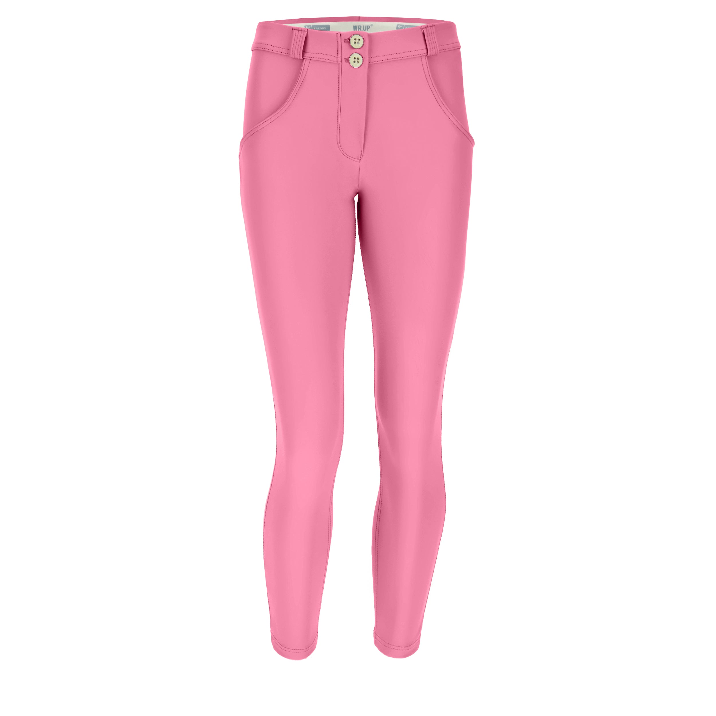 freddy shaping push up shapewear faux leather nep leer broek legging comfy stretch fitting enkel lengte hot pink roze trend