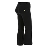 (WRUP5RS907-N) FLARED ANKLE-LENGTH REGULAR-WAIST WR.UP® BLACK PANTS