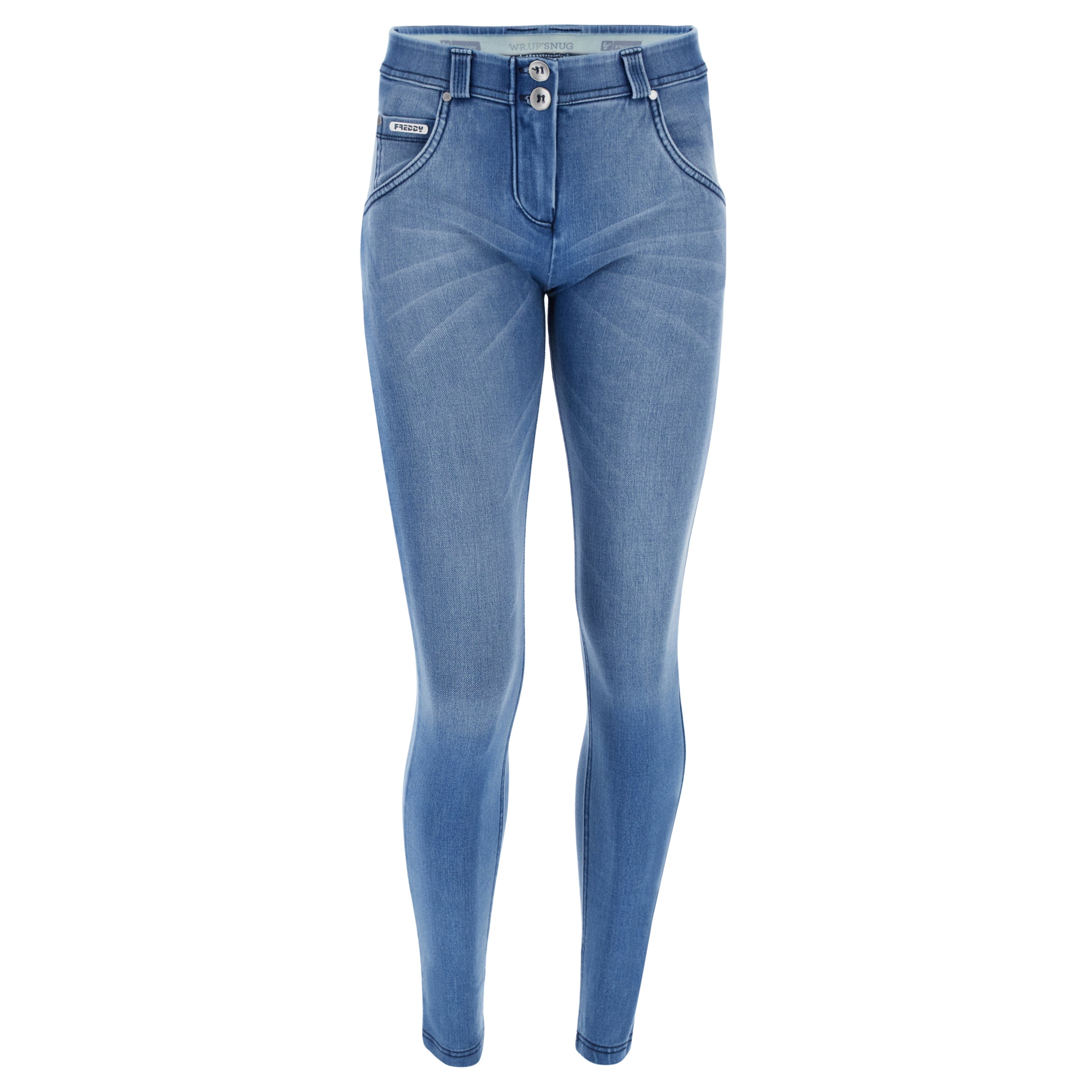 freddy jeans broek pants woven denim regular waist washed effect push up shaping shapewear fitting blauw lichtblauw